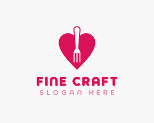 Pink Heart Fork logo design