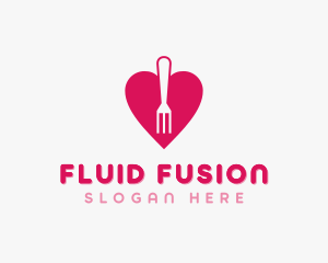 Pink Heart Fork logo design