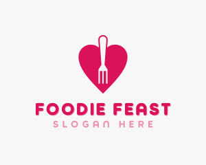 Pink Heart Fork logo design