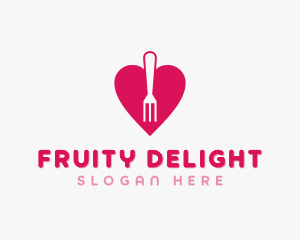 Pink Heart Fork logo design