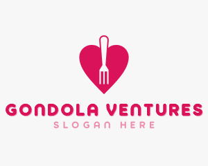 Pink Heart Fork logo design