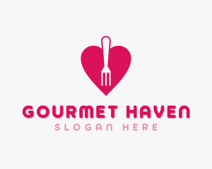 Pink Heart Fork logo design