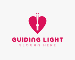 Pink Heart Fork logo design