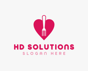 Pink Heart Fork logo design