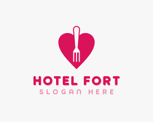 Pink Heart Fork logo design