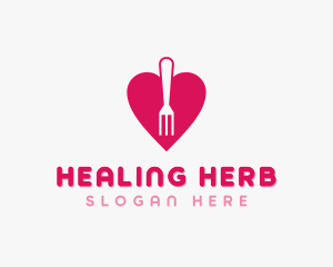 Pink Heart Fork logo design