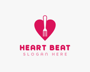 Pink Heart Fork logo design