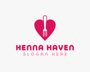 Pink Heart Fork logo design