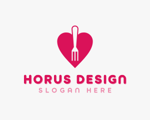 Pink Heart Fork logo design