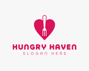 Pink Heart Fork logo design