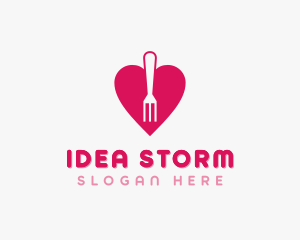 Pink Heart Fork logo design