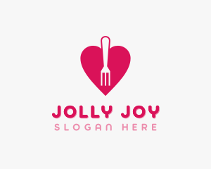 Pink Heart Fork logo design