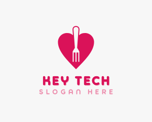 Pink Heart Fork logo design