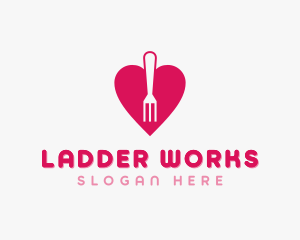 Pink Heart Fork logo design