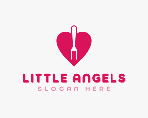 Pink Heart Fork logo design