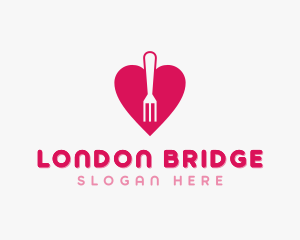 Pink Heart Fork logo design