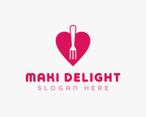 Pink Heart Fork logo design