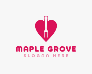 Pink Heart Fork logo design