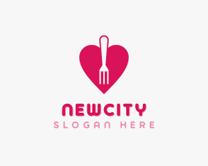 Pink Heart Fork logo design