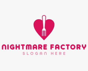 Pink Heart Fork logo design