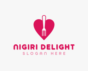 Pink Heart Fork logo design