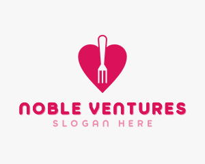 Pink Heart Fork logo design