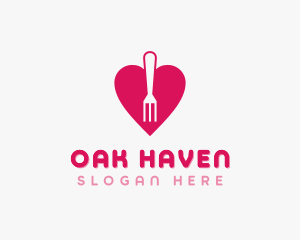 Pink Heart Fork logo design