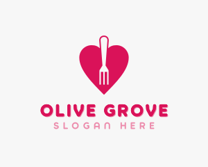 Pink Heart Fork logo design