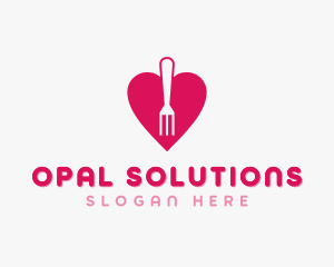 Pink Heart Fork logo design