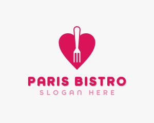 Pink Heart Fork logo design