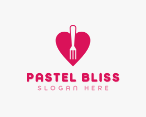 Pink Heart Fork logo design