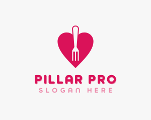 Pink Heart Fork logo design