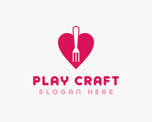 Pink Heart Fork logo design