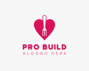 Pink Heart Fork logo design