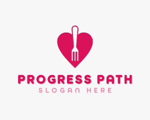 Pink Heart Fork logo design