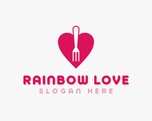 Pink Heart Fork logo design