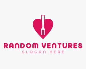 Pink Heart Fork logo design