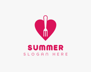 Pink Heart Fork logo design