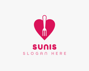 Pink Heart Fork logo design