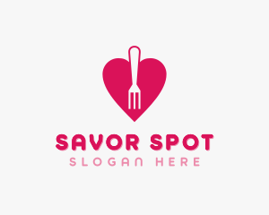 Pink Heart Fork logo design