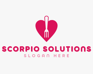 Pink Heart Fork logo design