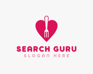 Pink Heart Fork logo design