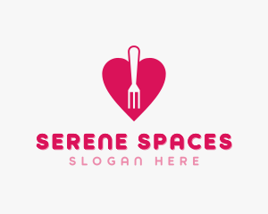 Pink Heart Fork logo design