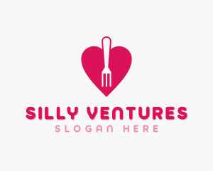 Pink Heart Fork logo design