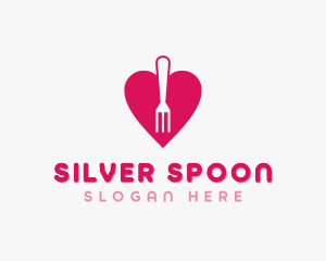 Pink Heart Fork logo design