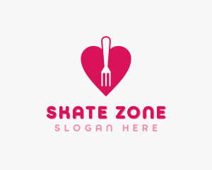 Pink Heart Fork logo design