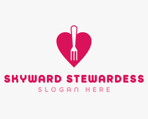 Pink Heart Fork logo design