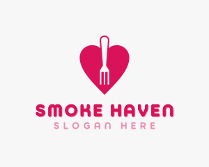 Pink Heart Fork logo design