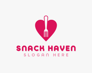 Pink Heart Fork logo design