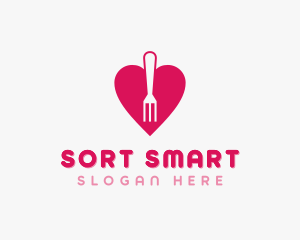 Pink Heart Fork logo design